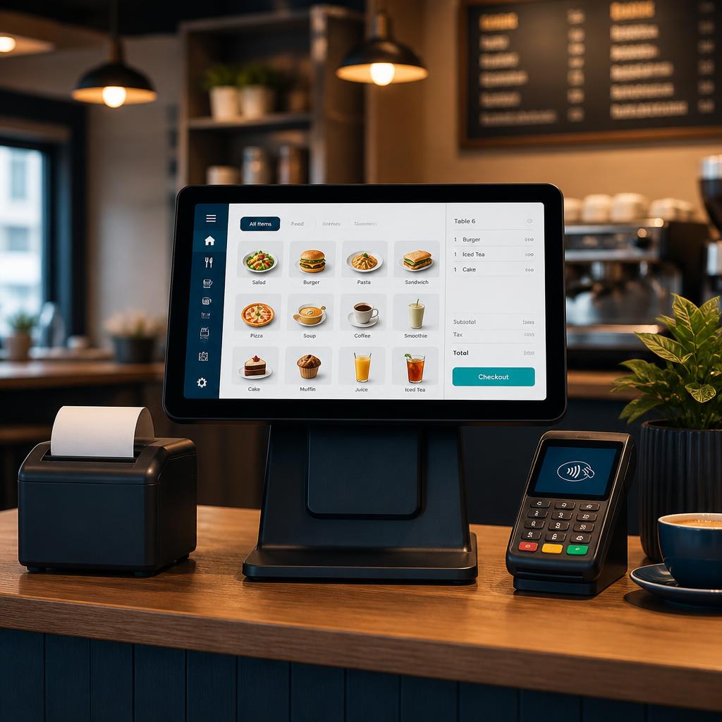 All-in-one point of sale system in a cafe